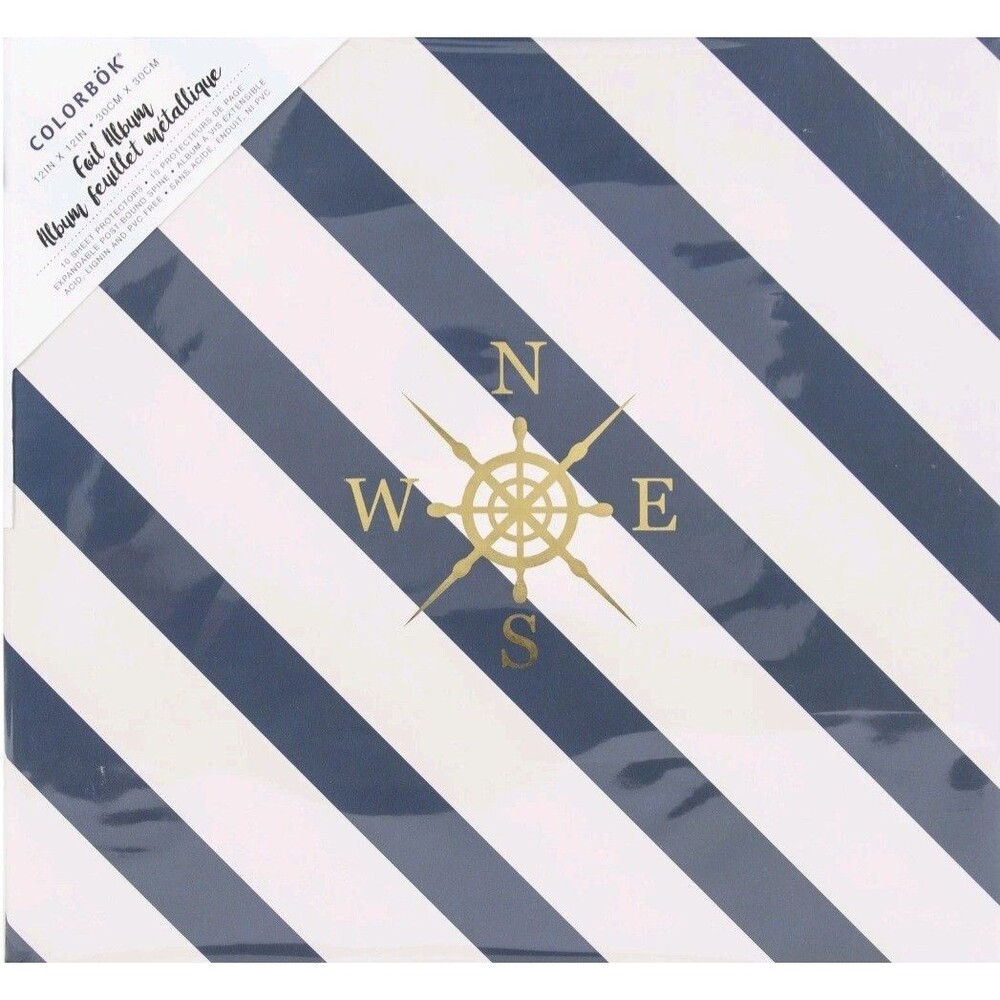 Colorbok Scrapbook Album, 12"X12", Post-Bound Spine, Sheet Protectors-Nautical